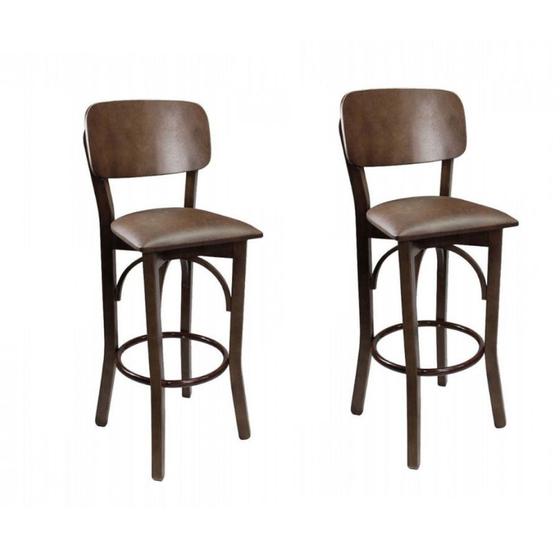 Conjunto 2 banquetas bistrô anatômicas imbuia para cozinha ou bar - Top Madeira Menor preço em Conjunto 2 banquetas bistrô anatômicas imbuia para cozinha ou bar - Top Madeira