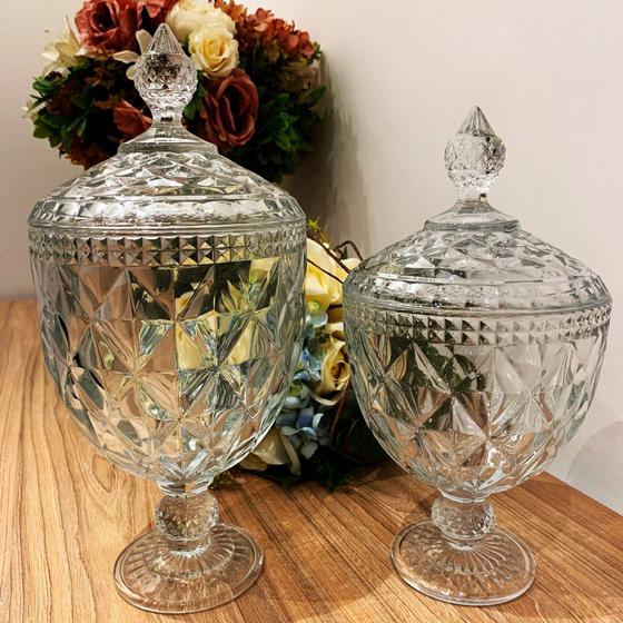 Conjunto 2 Bombonieres de Cristal Diamond 32 e 28 cm - Lyor Menor preço em Conjunto 2 Bombonieres de Cristal Diamond 32 e 28 cm - Lyor