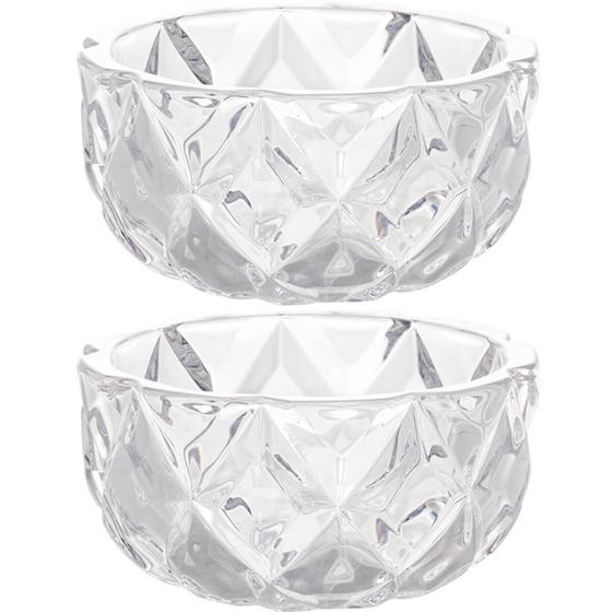 Imagem de Conjunto 2 Bowls de Cristal Diamond Lyor 270ml para Frutas Petiscos Potinhos Decorativos