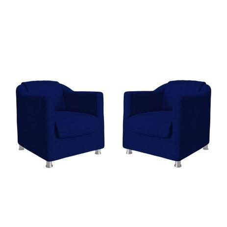 Imagem de Conjunto 2 Cadeira Decorativa Tila Área De Lazer Sued Azul Escuro - Kimi Design