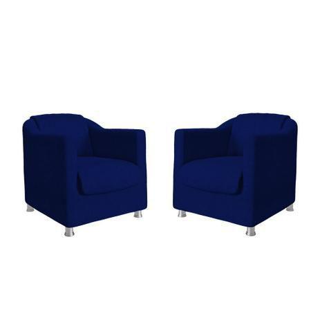 Imagem de Conjunto 2 Cadeira Decorativa Tila Sala De Estar Sued Azul Escuro - Kimi Design