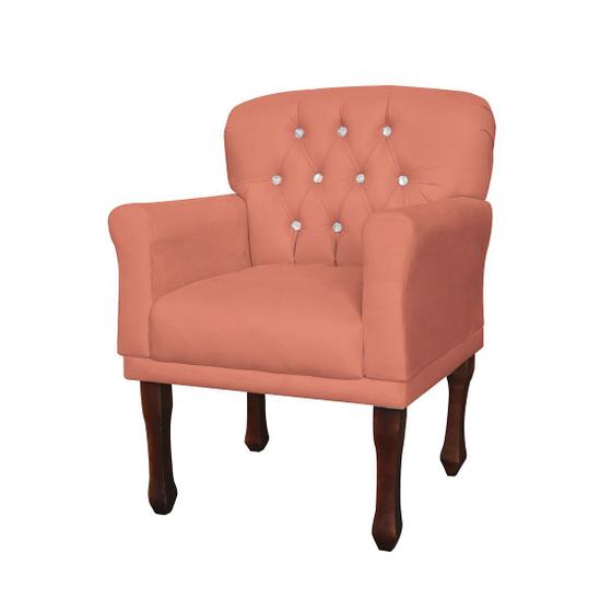 Imagem de Conjunto 2 Cadeira Poltrona Estofada Para Sala de Visitas Anitta Suede Coral DL Decor