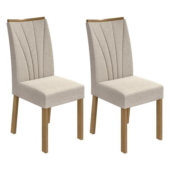 Imagem de Conjunto 2 Cadeiras Apogeu Amêndoa/Linho Bege - Móveis Lopas