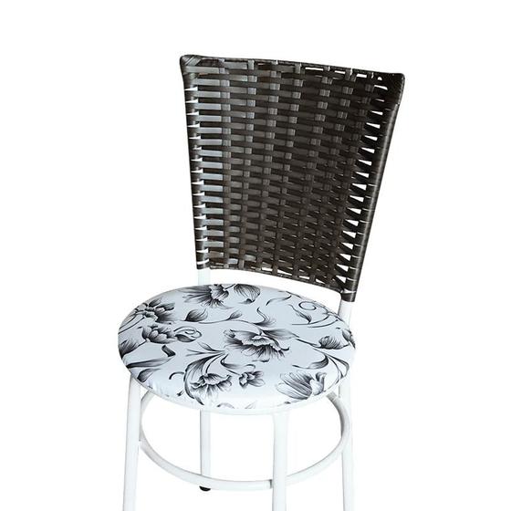 Imagem de Conjunto 2 Cadeiras Branca Para Cozinha Hawai Café Com Assento Estampado
