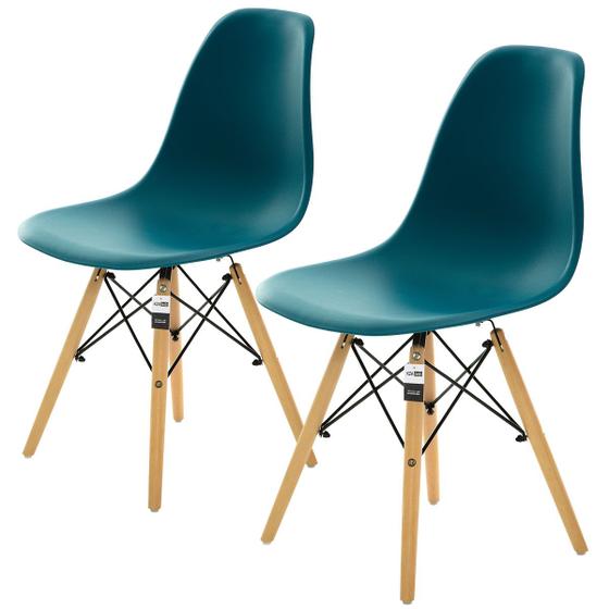 Conjunto 2 Cadeiras Charles Eames Eiffel Azul Escuro - BRS Menor preço em Conjunto 2 Cadeiras Charles Eames Eiffel Azul Escuro - BRS