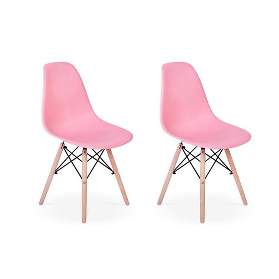 Imagem de Conjunto 2 Cadeiras Charles Eames Eiffel Wood Base Madeira - Rosa