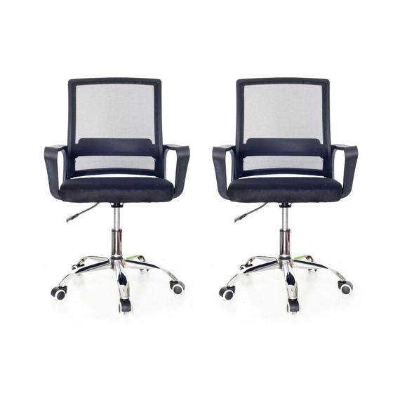Conjunto 2 Cadeiras de Escritório com Base Cromada Prizi Dali - Preta Menor preço em Conjunto 2 Cadeiras de Escritório com Base Cromada Prizi Dali - Preta