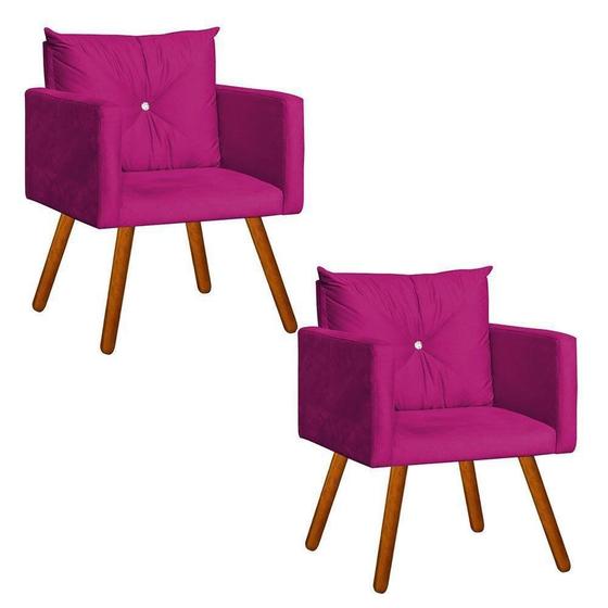 Imagem de Conjunto 2 Cadeiras Decorativa Sala E Recepção Aline Suede Rosa Pink- DL Decor