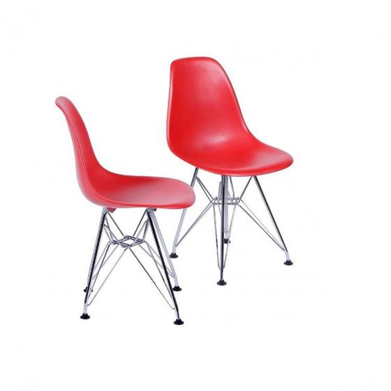 Imagem de Conjunto 2 Cadeiras Eames DKR Base Cromada Vermelha