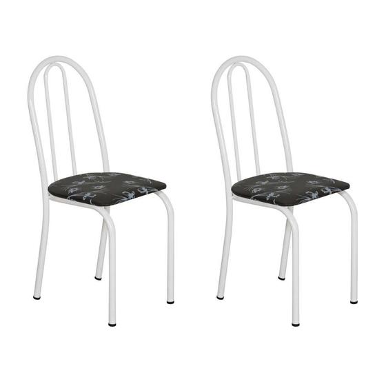 Menor preço em Conjunto 2 Cadeiras Éos Branco e Preto Flor