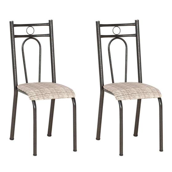 Imagem de Conjunto 2 Cadeiras Hanumam Cromo Preto e Estampa Rattan