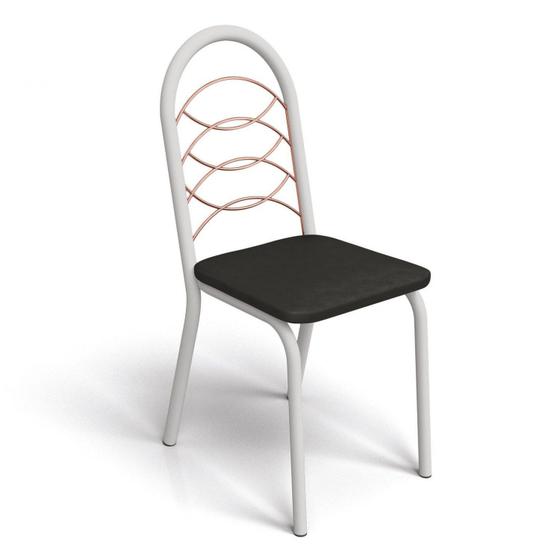 Imagem de Conjunto 2 Cadeiras Holanda com Encosto Rosé Crome Kappesberg Branco Fosco/Preto