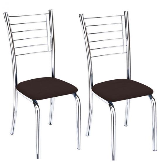 Imagem de Conjunto 2 cadeiras Ipanema cromada para cozinha-Assento sintético Marrom-Gat Magazine