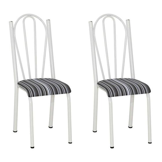Imagem de Conjunto 2 Cadeiras Mnemósine Branco e Preto Listrado