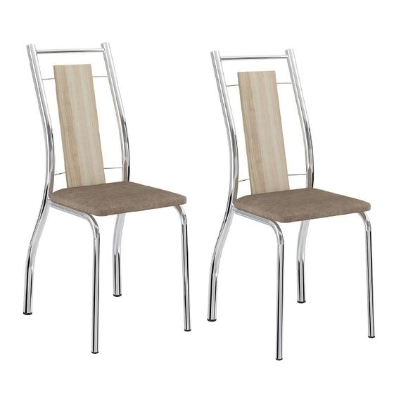 Imagem de Conjunto 2 Cadeiras Tubular em Aço Nina 1720 Carraro Anis/Camurça Conhaque/Cromado