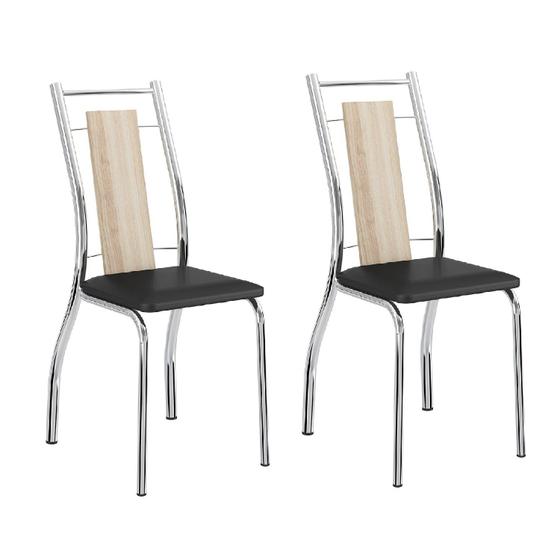 Imagem de Conjunto 2 Cadeiras Tubular em Aço Nina 1720 Carraro Anis/Preto/Cromado