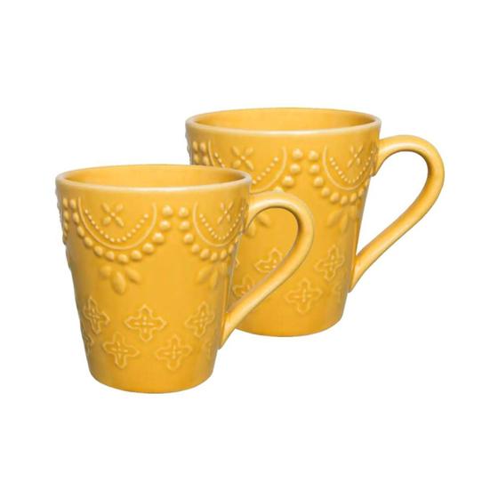 Imagem de Conjunto 2 Canecas Dalas 280ml Alto-Relevo Amarelo- OXFORD