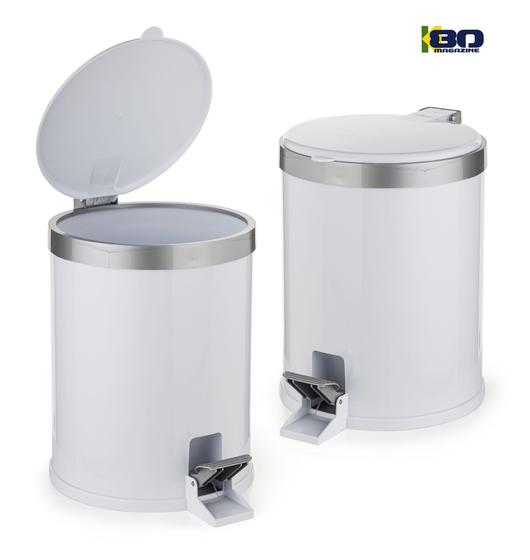 Conjunto 2 Cesto Lixo Lixeira 5 litros Branca Pedal Chão Banheiro Escritorio Menor preço em Conjunto 2 Cesto Lixo Lixeira 5 litros Branca Pedal Chão Banheiro Escritorio