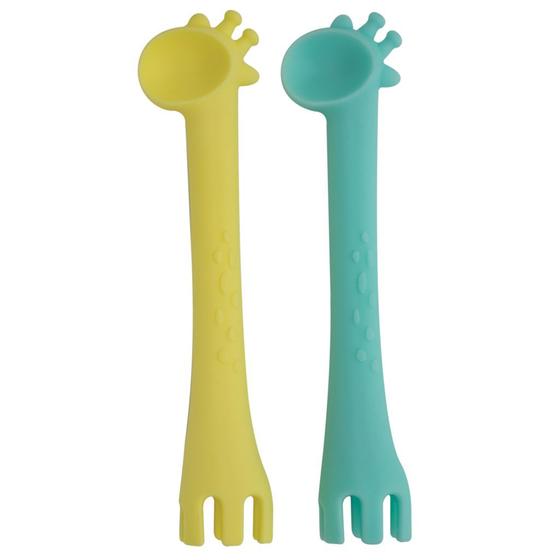 Imagem de Conjunto 2 Colheres de Silicone Girafas KaBaby Azul