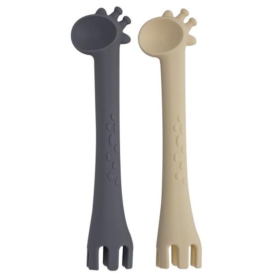 Imagem de Conjunto 2 Colheres de Silicone Girafas KaBaby Cinza