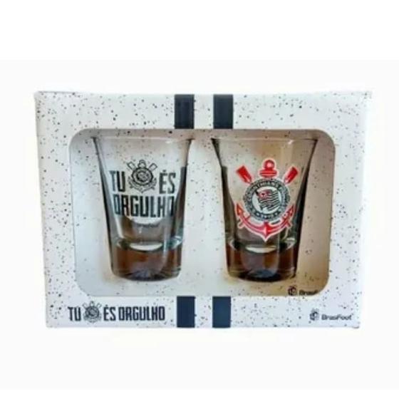 Imagem de Conjunto 2 Copos De Shot Dose Do Corinthians Timão Cachaça