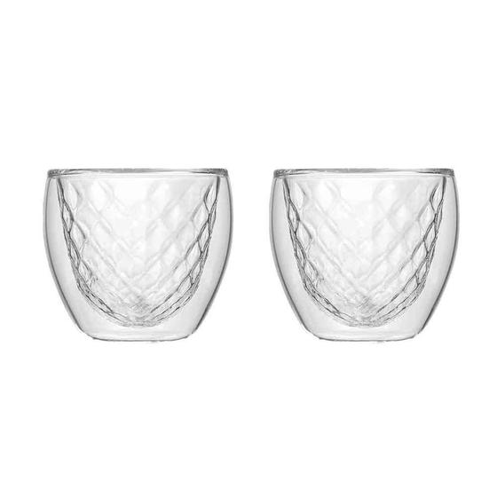 Imagem de Conjunto 2 Copos Diamond de Vidro Duplo Borossilicato 80ml