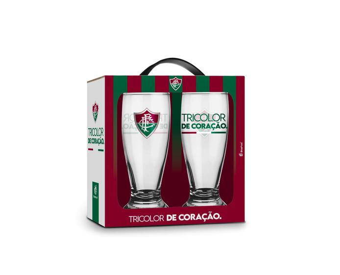 Imagem de Conjunto 2 copos munich fluminense kit taças tulipas chopp e cerveja tricolor oficial