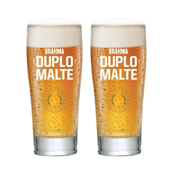 Imagem de Conjunto 2 Copos para Cerveja Brahma Duplo Malte Ambev Original 300 ml