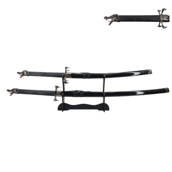 Imagem de Conjunto 2 Espadas Katanas sem corte Com Suporte Lextack APZS-9606