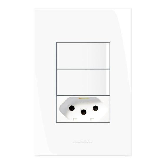 Imagem de Conjunto 2 Interruptores Paralelos + 1 Tomada 10a 250v com Placa 4x2 Inova Pro Alumbra