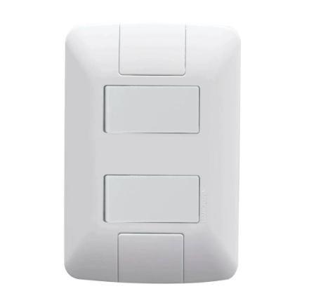 Imagem de Conjunto 2 Interruptores Simples C/ Placa Mod. Aria 250V/6A Cor: Branco 4x2 Ref: 57241/040 -TRAMONTINA