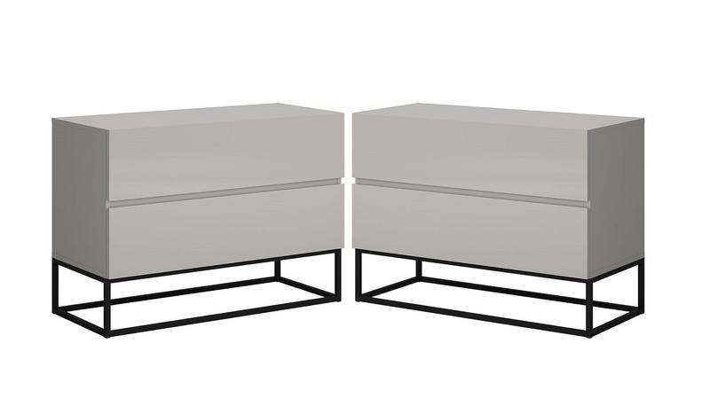 Imagem de conjunto 2 mesa de cabeceira off white pés de ferro preto eros 60CM