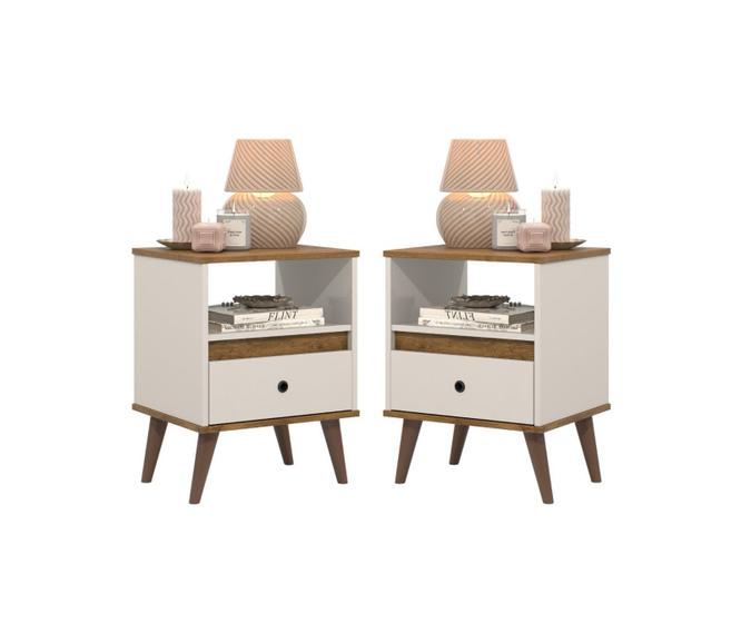Imagem de Conjunto 2 Mesa de cabeceira Retro Quarto Cama - Ted