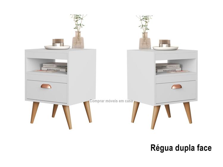 Conjunto 2 Mesas de Cabeceira com gaveta Sol cor Branco / Nature - JM Casa dos Móveis Imagem de Conjunto 2 Mesas de Cabeceira com gaveta Sol cor Branco / Nature - JM Casa dos Móveis