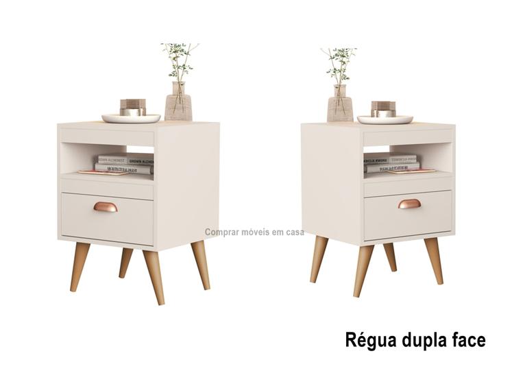 Conjunto 2 Mesas de Cabeceira com gaveta Sol cor Off white / Nature - JM Casa dos Móveis Imagem de Conjunto 2 Mesas de Cabeceira com gaveta Sol cor Off white / Nature - JM Casa dos Móveis