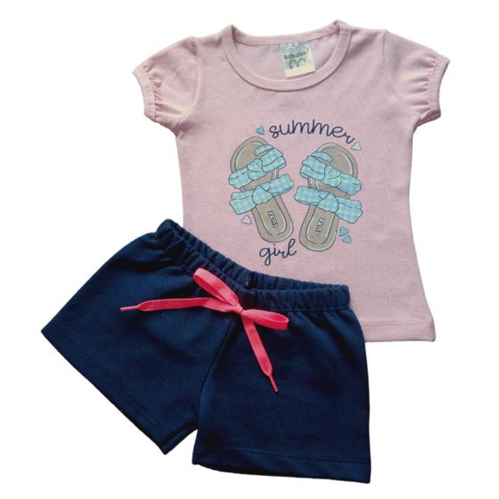 Imagem de Conjunto 2 Peças Infantis Menina Camiseta e Short Verão