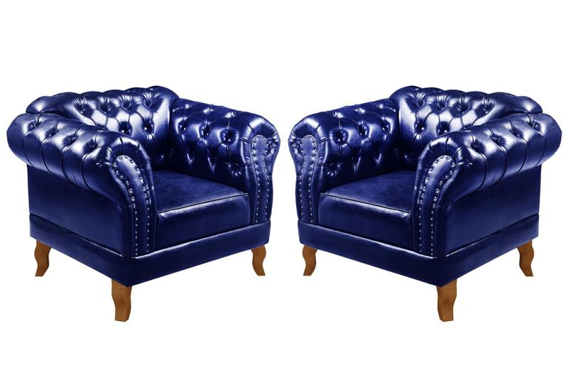 Imagem de Conjunto 2 Poltronas Chesterfield Dom Pedro Decoração Sala Recepção Retrô