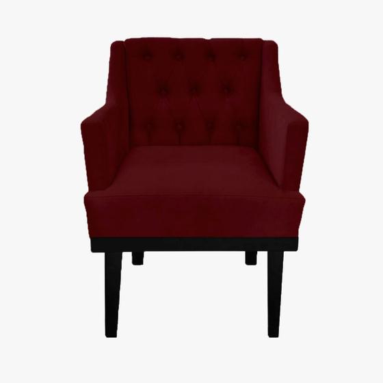 Imagem de Conjunto 2 Poltronas Decorativa Em Capitonê Para Consultório Aurora Suede Vermelho Bordo DL Decor