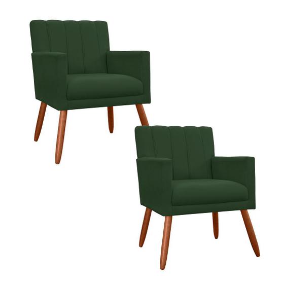 Imagem de Conjunto 2 Poltronas Decorativa Para Quarto Closet Clínica Cecília Suede Verde - DL DECOR