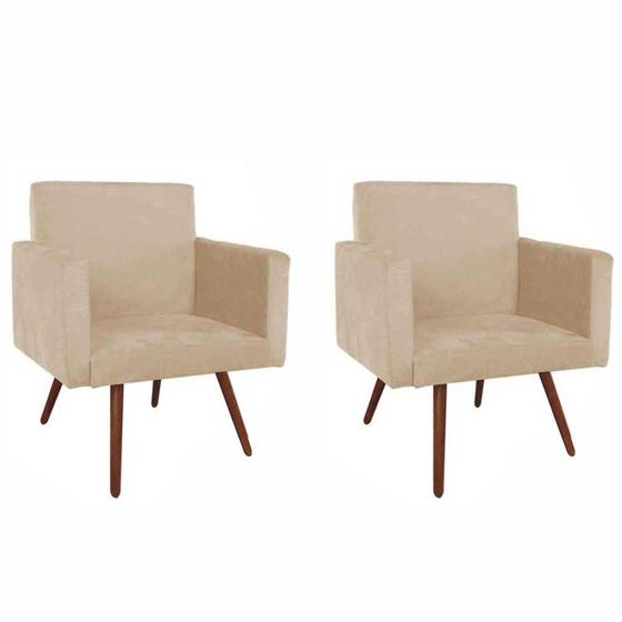 Imagem de Conjunto 2 Poltronas Decorativas Para Sala Nina Pés Palito Suede Bege ANF Store