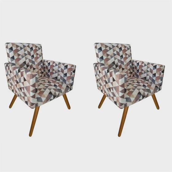 Conjunto 2 Poltronas Decorativas Para Sala Nina Pés Palito Suede Triângulo Bege VictoriaDecor Menor preço em Conjunto 2 Poltronas Decorativas Para Sala Nina Pés Palito Suede Triângulo Bege VictoriaDecor