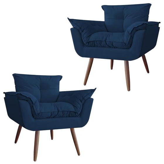 Conjunto 2 Poltronas Decorativas Para Sala Opala Pés Palito Suede Azul Marinho FR Poltronas Menor preço em Conjunto 2 Poltronas Decorativas Para Sala Opala Pés Palito Suede Azul Marinho FR Poltronas