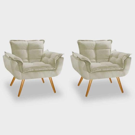Conjunto 2 Poltronas Decorativas Para Sala Opala Pés Palito Suede Bege VictoriaDecor Menor preço em Conjunto 2 Poltronas Decorativas Para Sala Opala Pés Palito Suede Bege VictoriaDecor