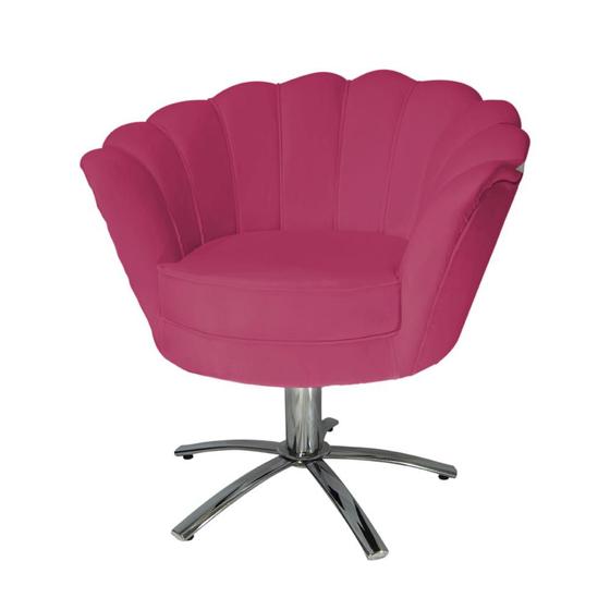 Imagem de Conjunto 2 Poltronas Estofada Com Base Giratória de Metal Pétala Suede Rosa Pink - LM DECOR