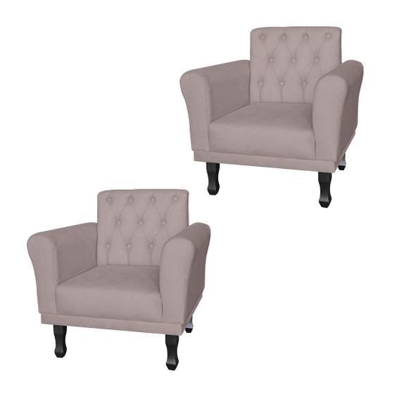 Imagem de Conjunto 2 Poltronas Estofadas Para Consultório Classic Suede Rose - DL Decor