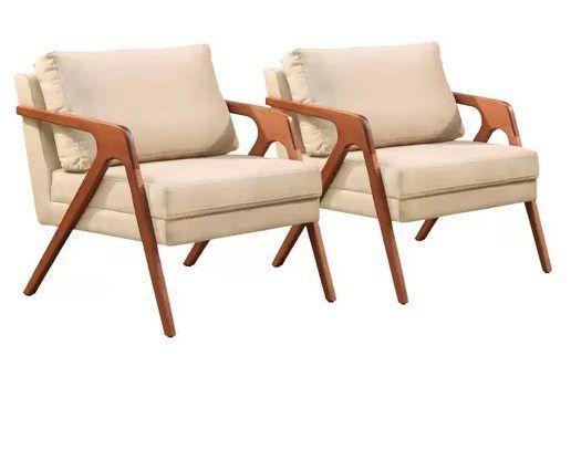Conjunto 2 Poltronas Mona Luxo Madeira Maciça Tecido Veludo Menor preço em Conjunto 2 Poltronas Mona Luxo Madeira Maciça Tecido Veludo