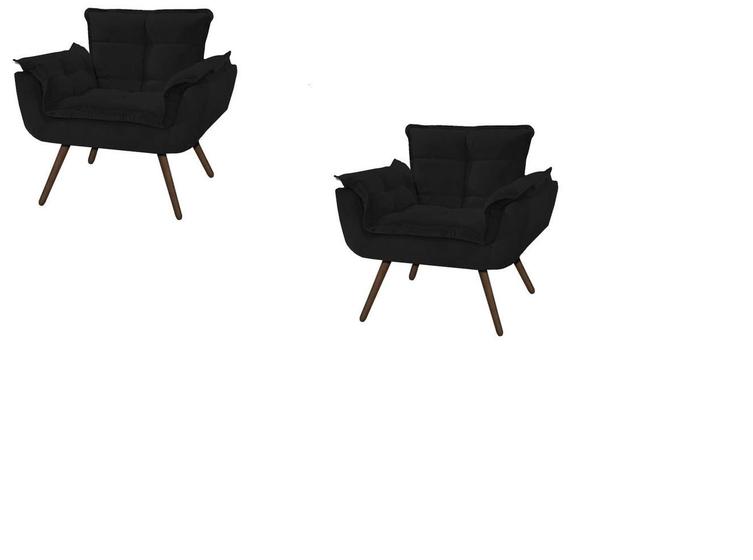 Imagem de Conjunto 2 Poltronas Opala Decorativa Pés Palito Suede PRETO