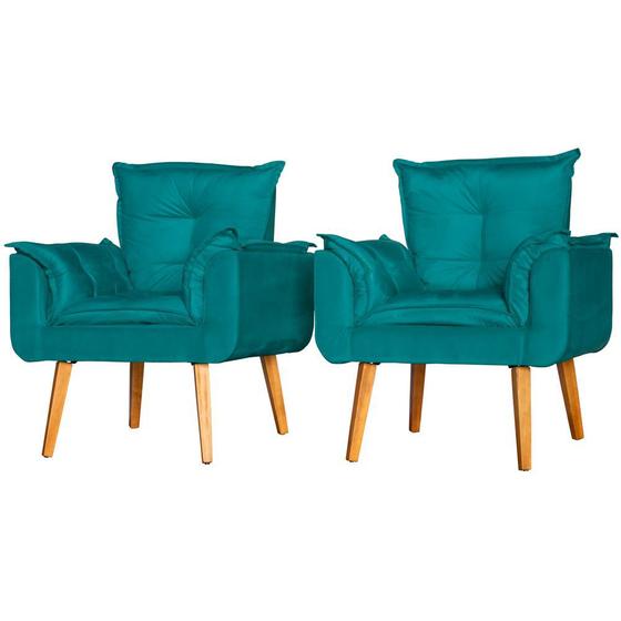 Imagem de Conjunto 2 Poltronas Para Sala Decorativa Opala Suede Verde Água Click Pol