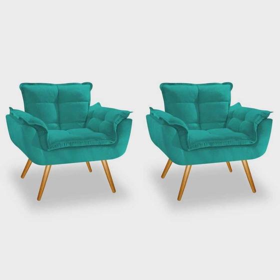 Imagem de Conjunto 2 Poltronas Para Sala Opala Pés Palito Suede DecorArt