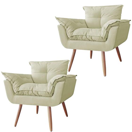 Imagem de Conjunto 2 Poltronas Para Sala Opala Pés Palito Suede VictoriaDecor